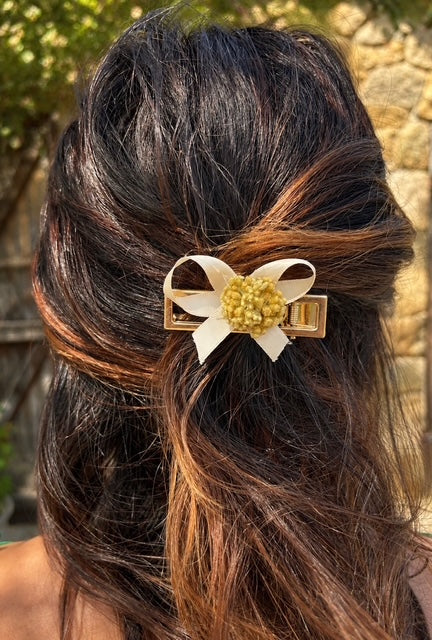 Barrette à Nœud - Rose Pale - Immortelle de Corse