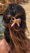 Barrette à Nœud - Rose Poudré - Immortelle de Corse