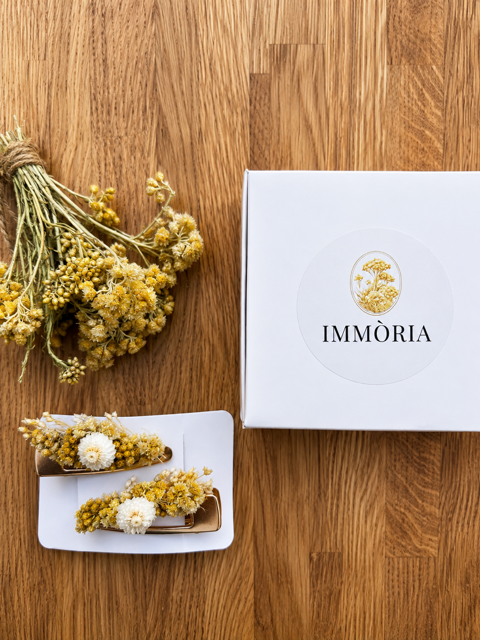 Barrette Or & Sable - Immortelle de Corse