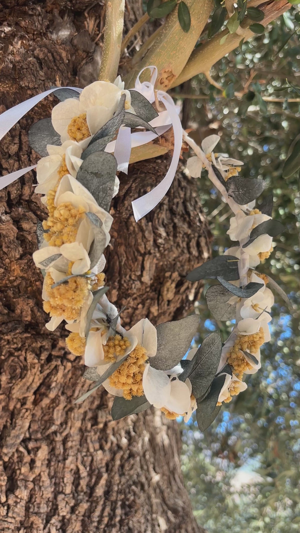 Couronne "Marie" en fleurs d' Immortelle de Corse